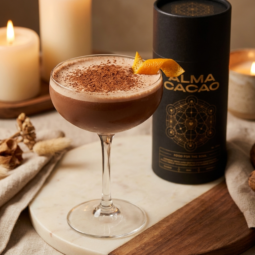 Cacao mocktail with orange twist